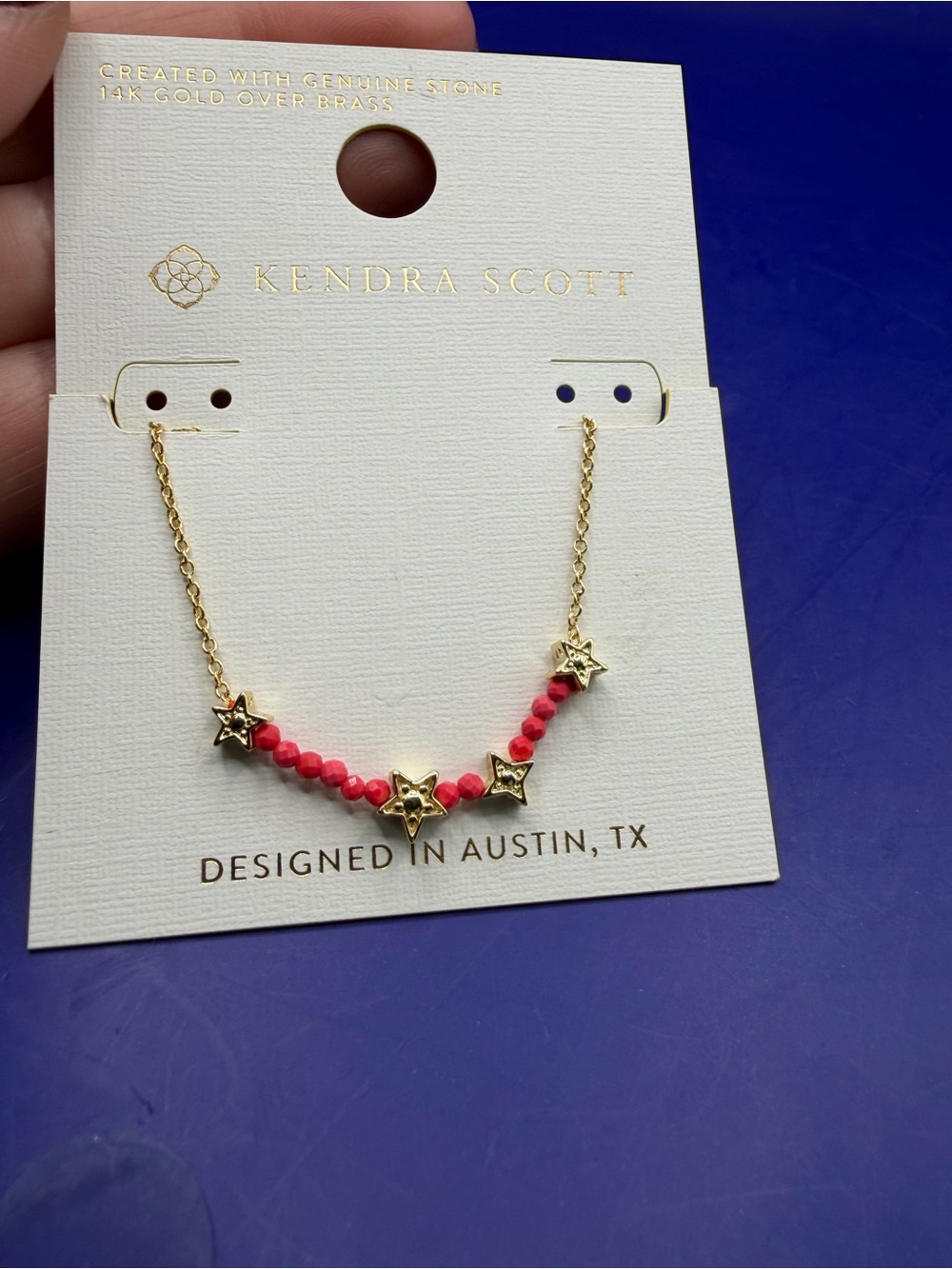 Kendra Scott Gold Star & Red Beaded Necklace